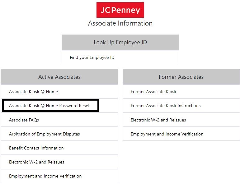Reset JCPenney Associate Kiosk Password
