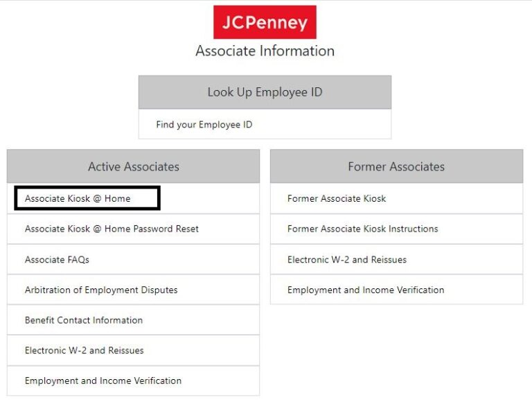 JCP Associate Kiosk @Home Login